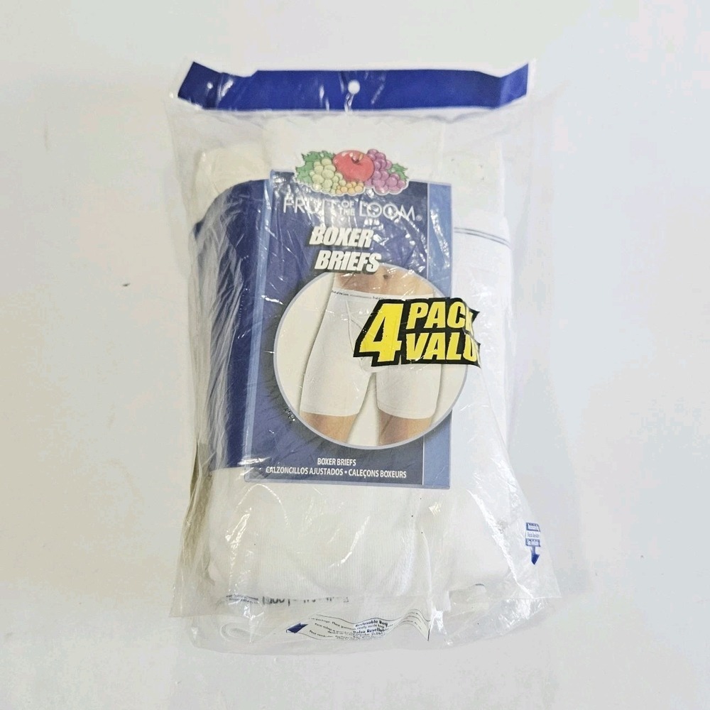 Vintage 2004 Fruit of the Loom Boxer Briefs White 4 Pack Mens Large 4EL7600 NWT